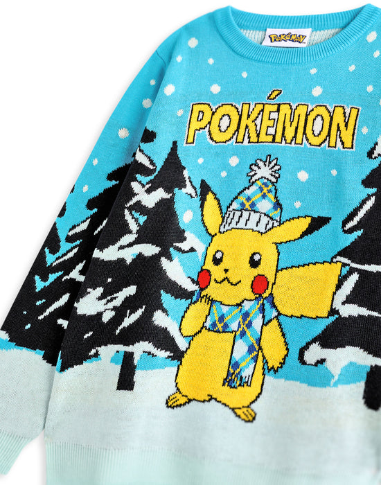 Pokemon Pikachu Boys Blue Christmas Jumper