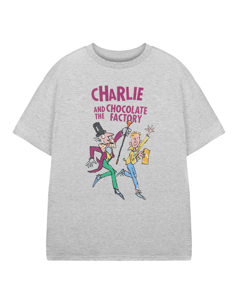 Roald Dahl Charlie and The Chocolate Factory Unisex Kids Grey Short Sleeved T-Shirt