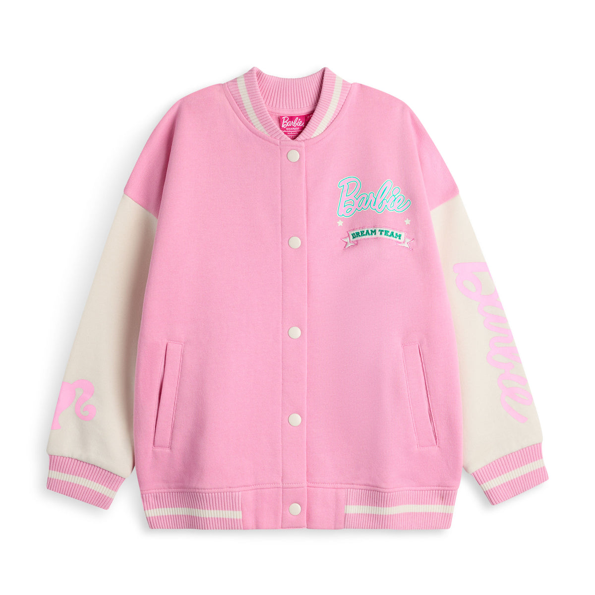 Barbie Dream Team Girls Pink Varsity Jacket