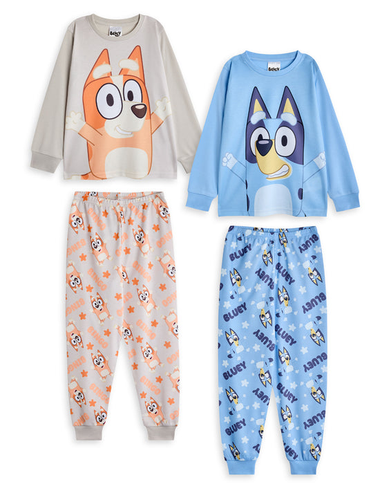 Bluey Multi Character Unisex Kids Multicoloured Multi-Pack of 2 Long Sleeve Long Leg Pyjama Set