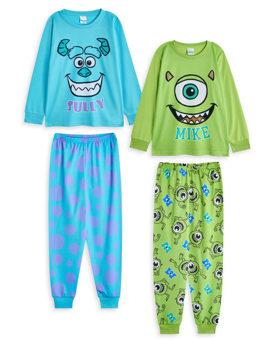 Disney Monster Inc Sully & Mike Boys Multicoloured Multi-Pack of 2 Long Sleeve Long Leg Pyjama Set