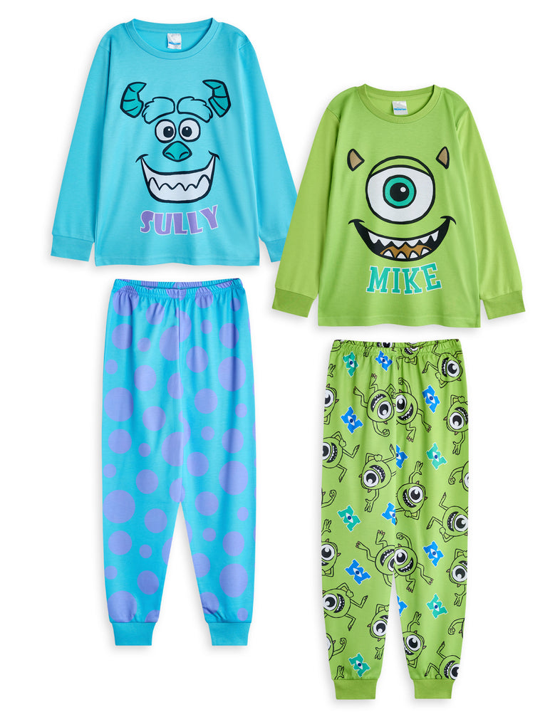 Disney Monster Inc Sully & Mike Boys Multicoloured Multi-Pack of 2 Long Sleeve Long Leg Pyjama Set