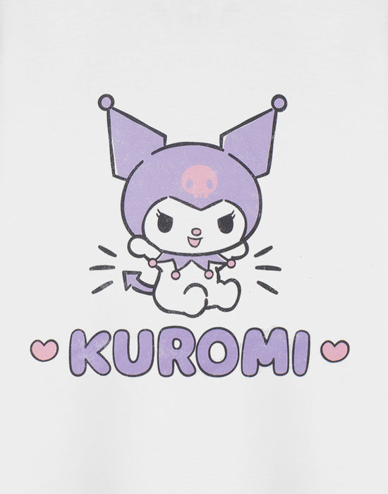 Hello Kitty Kuromi Heart Girls White Short Sleeved T-Shirt