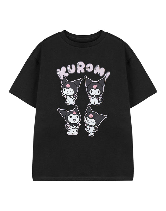 Hello Kitty Kuromi Kids Girls Black Short Sleeved T-Shirt