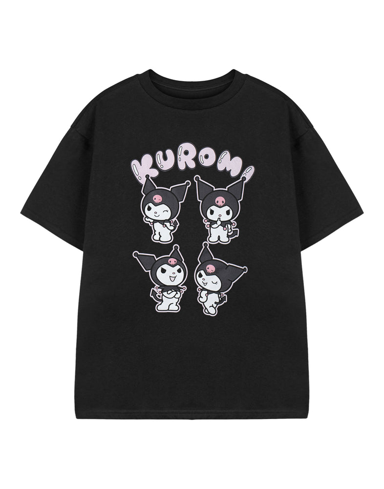 Hello Kitty Kuromi Kids Girls Black Short Sleeved T-Shirt
