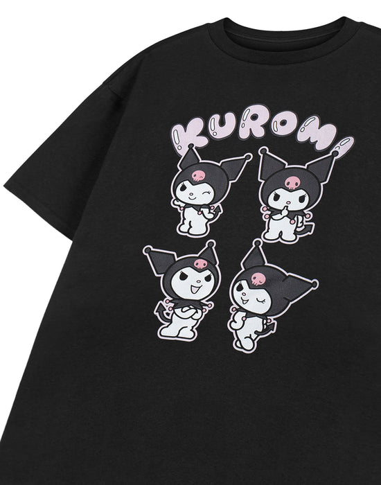 Hello Kitty Kuromi Kids Girls Black Short Sleeved T-Shirt