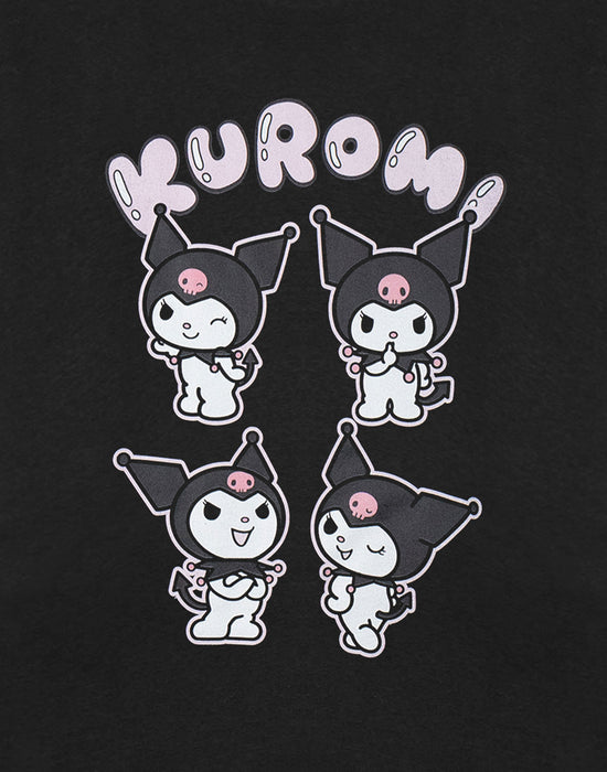Hello Kitty Kuromi Kids Girls Black Short Sleeved T-Shirt