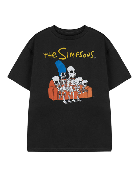 The Simpsons Skeleton Couch Boys Black Short Sleeved T-Shirt