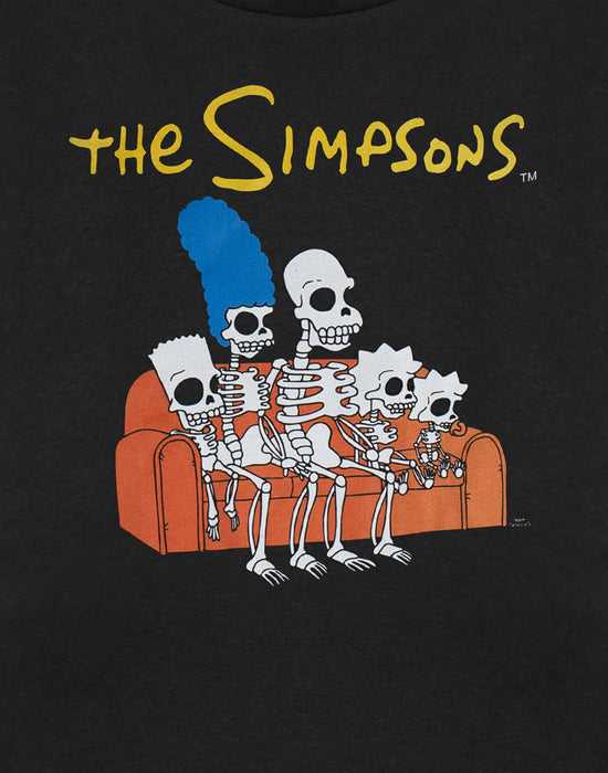 The Simpsons Skeleton Couch Boys Black Short Sleeved T-Shirt