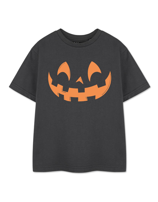 Show Me The Merch Pumpkin Face Unisex Kids Grey Short Sleeved T-Shirt
