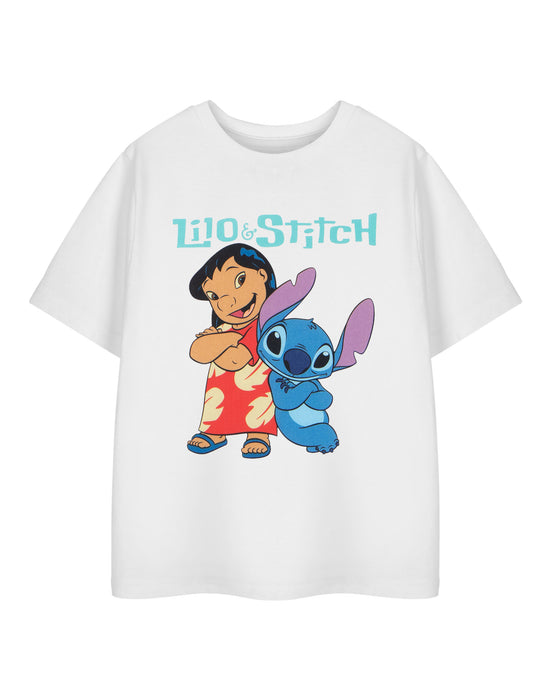 Disney Lilo & Stitch Girls White Short Sleeved T-Shirt