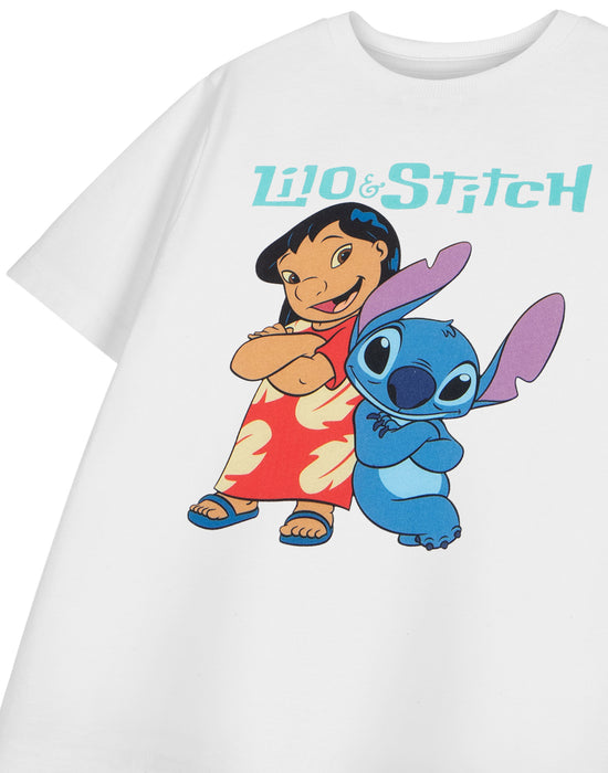Disney Lilo & Stitch Girls White Short Sleeved T-Shirt