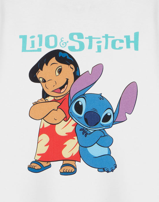 Disney Lilo & Stitch Girls White Short Sleeved T-Shirt