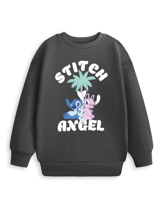 Disney Lilo & Stitch Stitch & Angel Girls Grey Sweatshirt