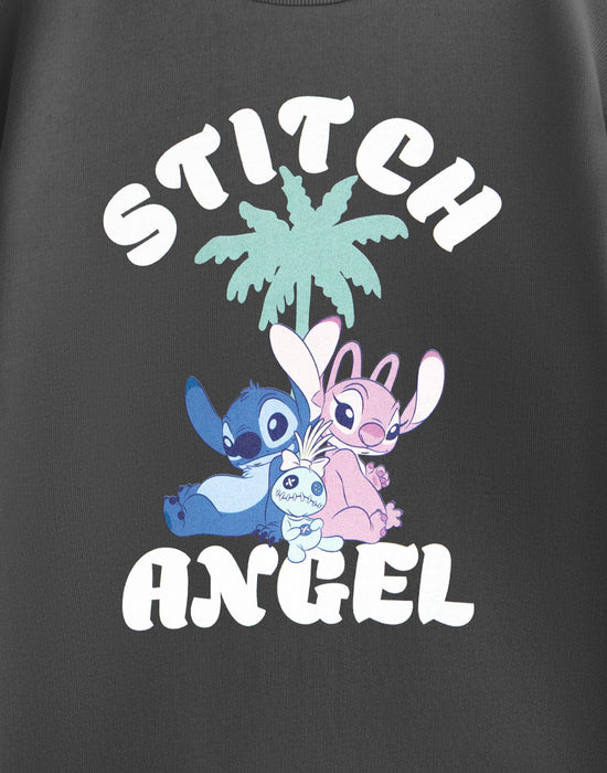Disney Lilo & Stitch Stitch & Angel Girls Grey Sweatshirt