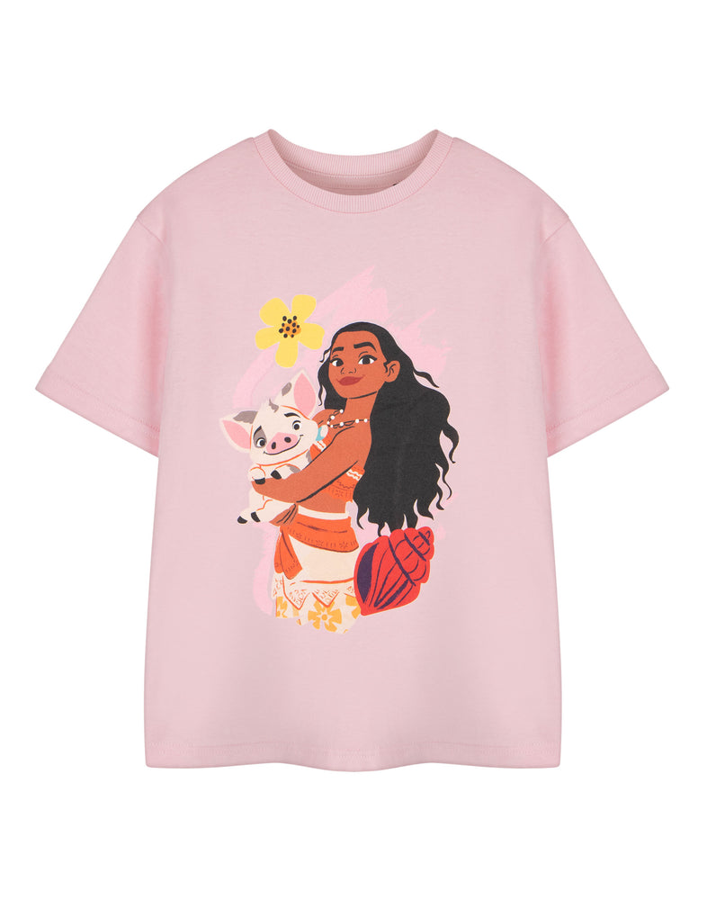 Disney Moana & Pua Girls Pink Short Sleeved T-Shirt
