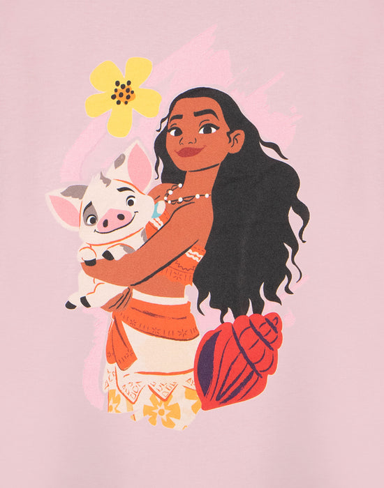 Disney Moana & Pua Girls Pink Short Sleeved T-Shirt