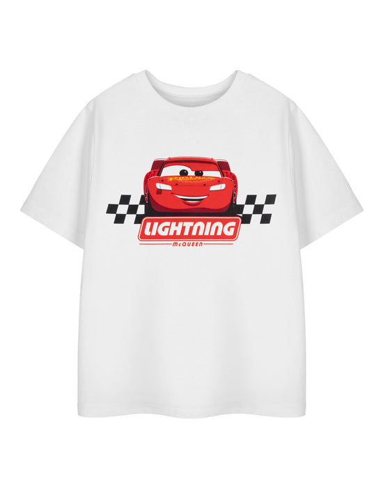 Disney Cars Lightening Mcqueen Boys White Short Sleeved T-Shirt
