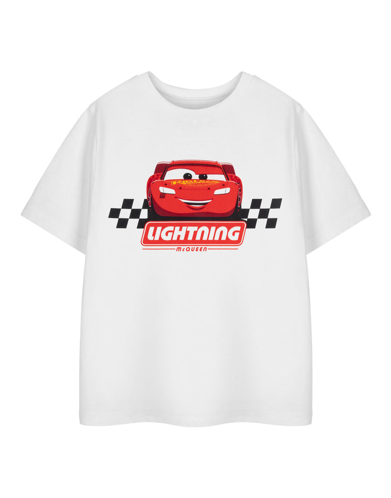 Disney Cars Lightening Mcqueen Boys White Short Sleeved T-Shirt