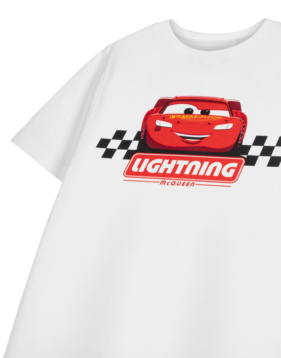 Disney Cars Lightening Mcqueen Boys White Short Sleeved T-Shirt
