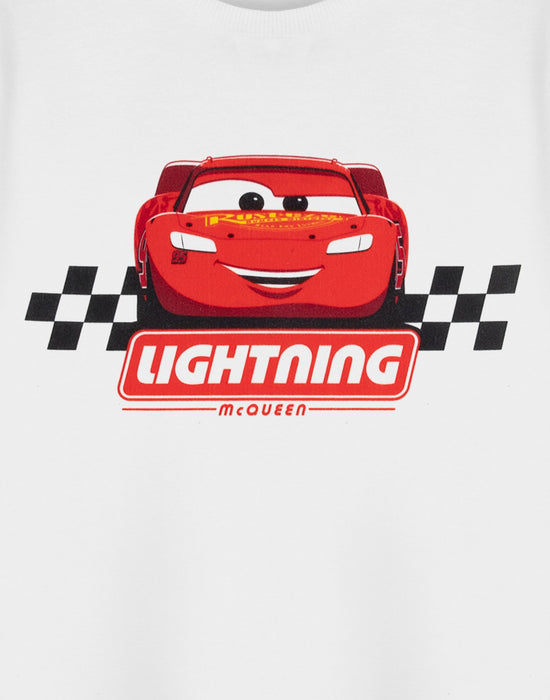 Disney Cars Lightening Mcqueen Boys White Short Sleeved T-Shirt