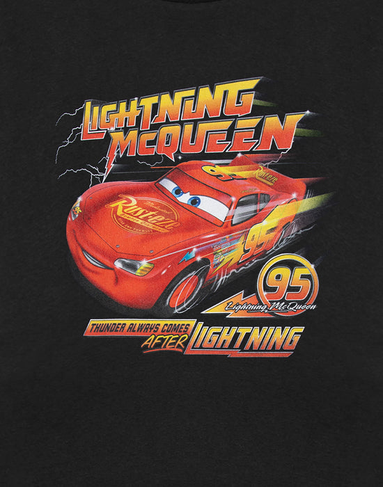 Disney Thunder Always Comes After Lightening Cars Boys Black Short Sleeved T-Shirt