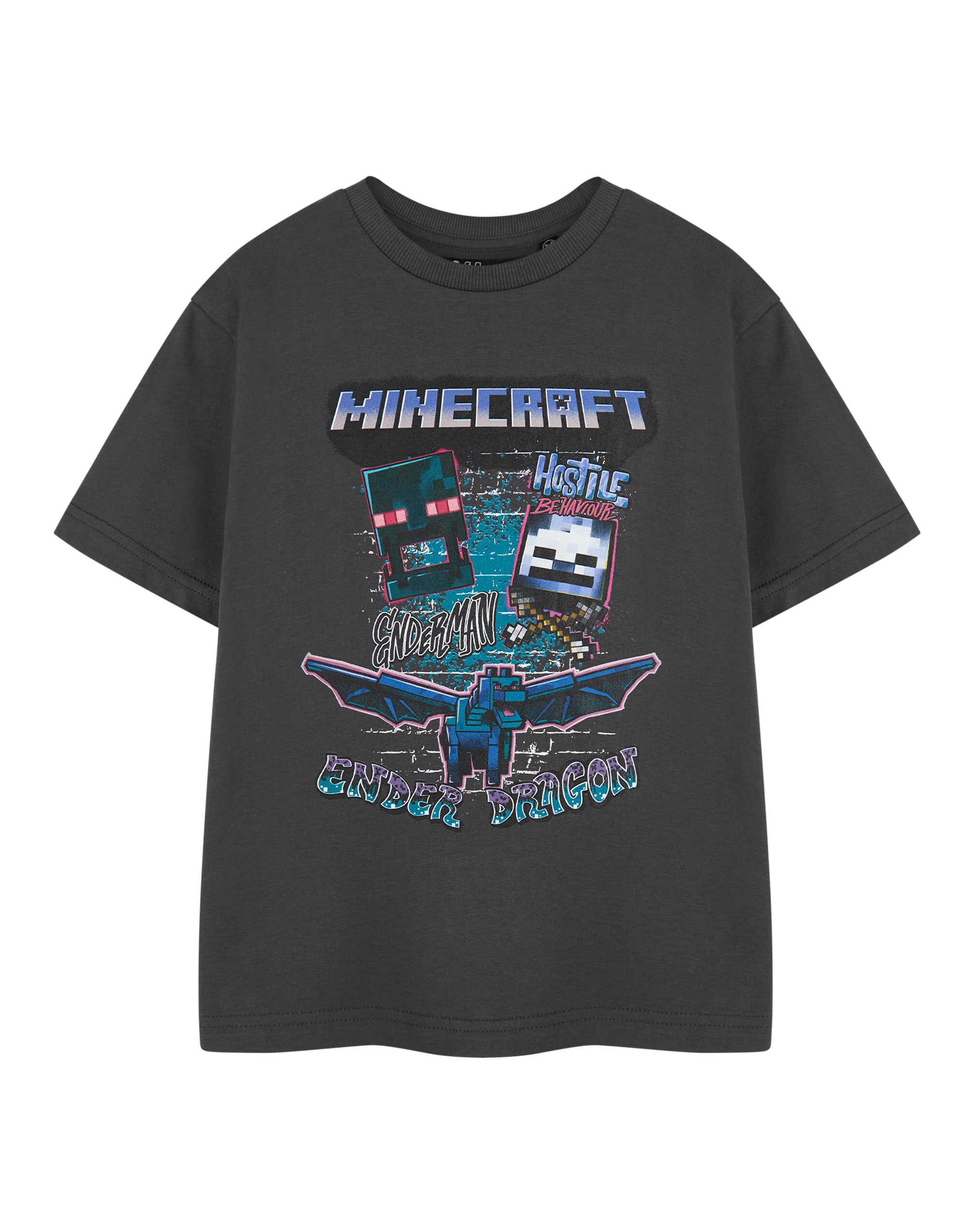 Minecraft Ender Dragon Boys Charcoal Short Sleeved T-Shirt — Vanilla ...