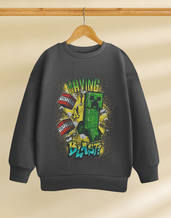 Minecraft Having A Blast Boys Grey Sweatshirt