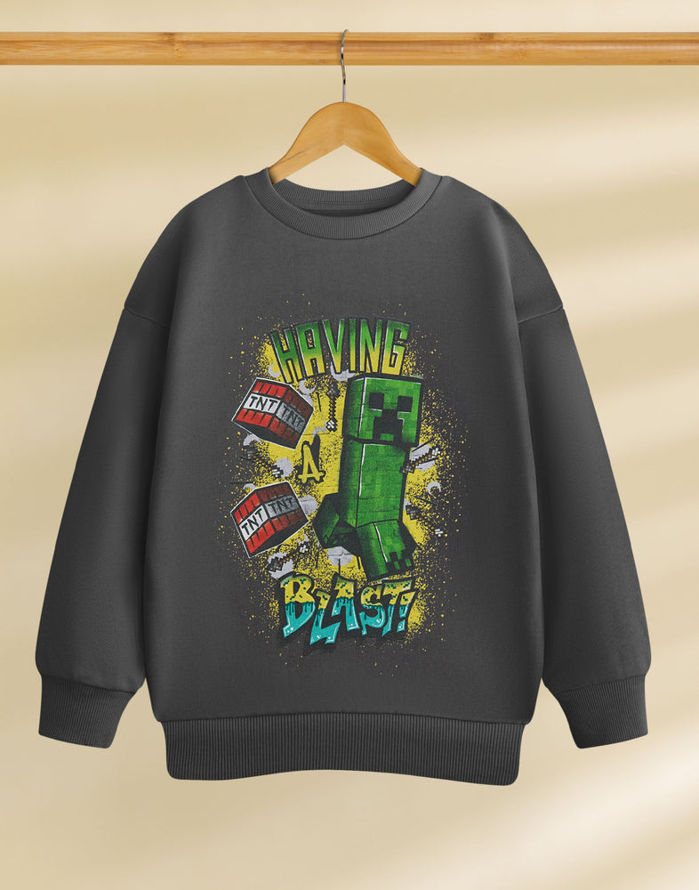 Minecraft Having A Blast Boys Grey Sweatshirt