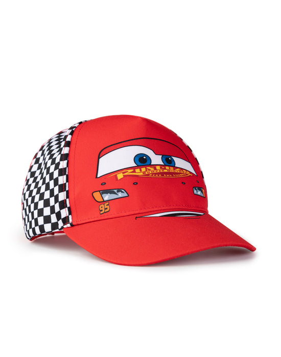 Disney Cars Lightning Mcqueen Boys Red Adjustable Curved Peak Cap