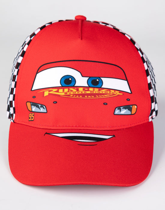 Disney Cars Lightning Mcqueen Boys Red Adjustable Curved Peak Cap