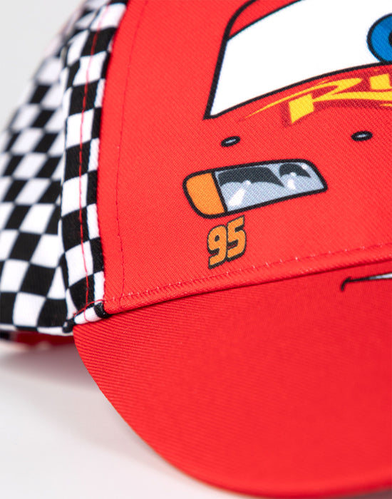 Disney Cars Lightning Mcqueen Boys Red Adjustable Curved Peak Cap