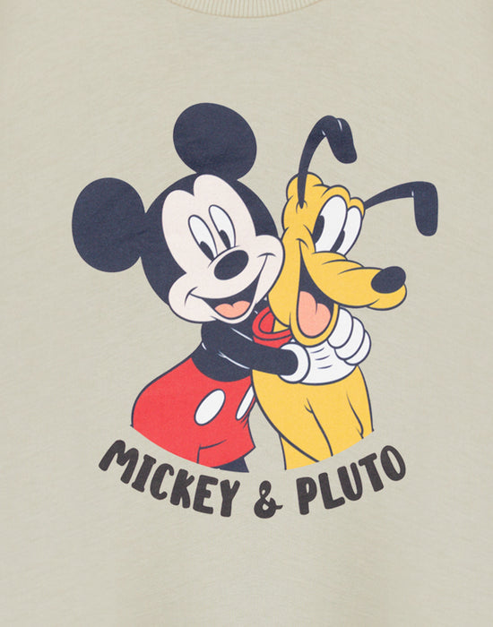 Disney Mickey & Pluto Boys Beige Short Sleeved T-Shirt