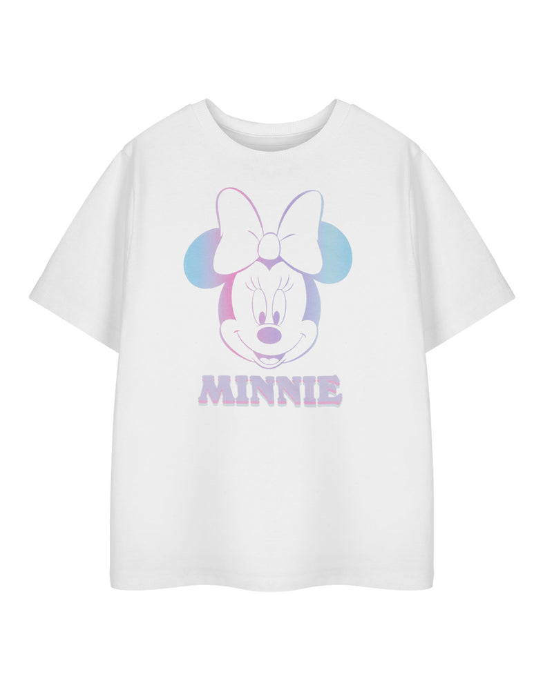 Disney Minnie Gradient Girls White Short Sleeved T-Shirt
