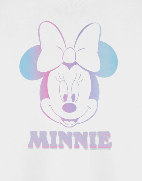 Disney Minnie Gradient Girls White Short Sleeved T-Shirt