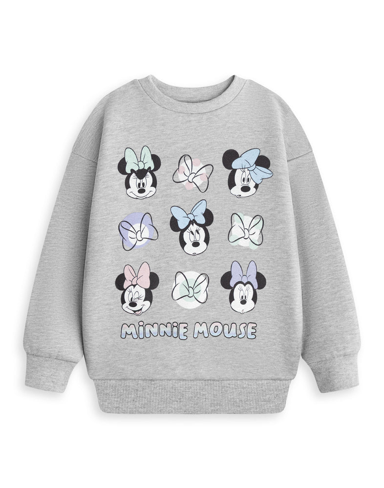 Disney Bow Minnie Mouse Girls Grey Sweatshirt