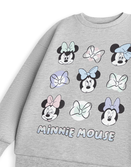 Disney Bow Minnie Mouse Girls Grey Sweatshirt