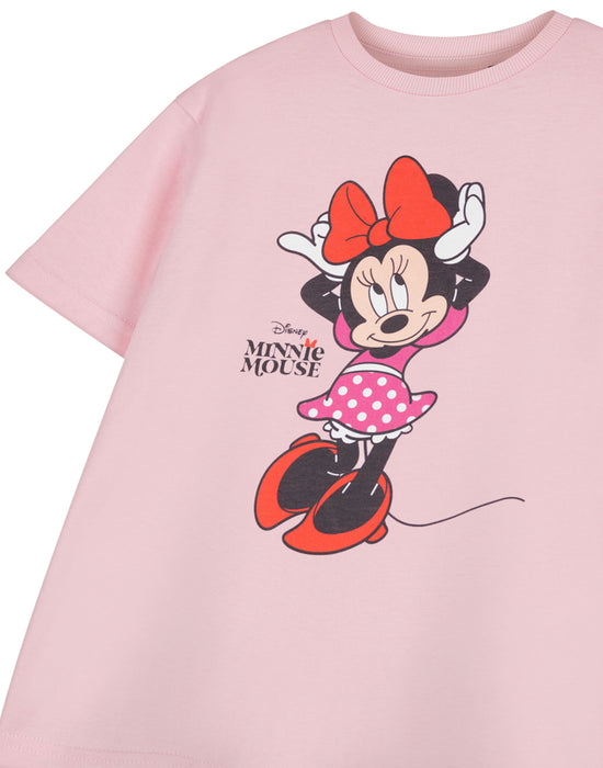 Disney Minnie Mouse Pose Girls Pink Short Sleeved T-Shirt