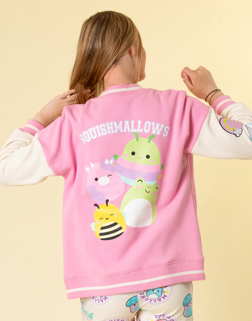 Squishmallows Squish Squad Girls Pink Varsity Jacket