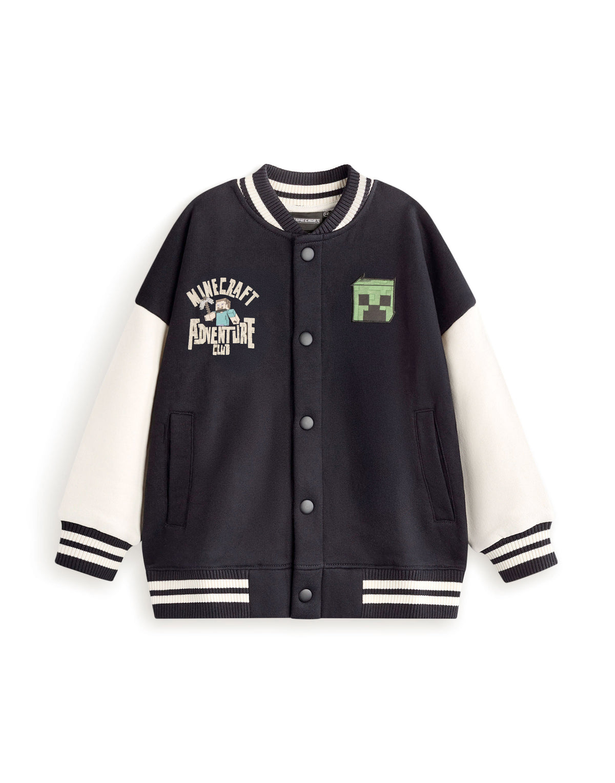 Minecraft Creeper Boys Black Varsity Jacket — Vanilla Underground