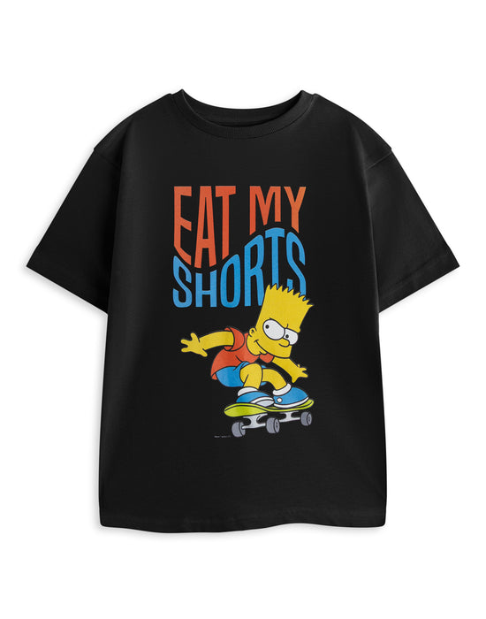 The Simpsons Eat My Shorts Boys Black Short Sleeved T-Shirt