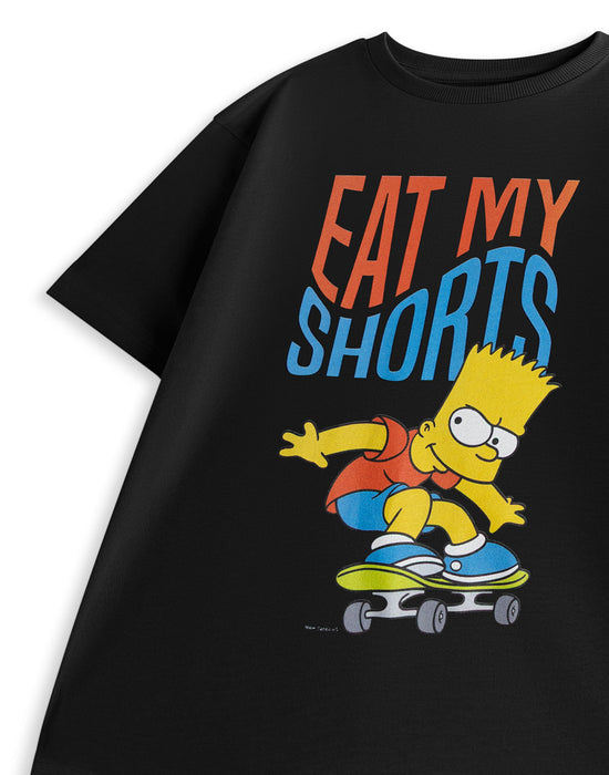 The Simpsons Eat My Shorts Boys Black Short Sleeved T-Shirt