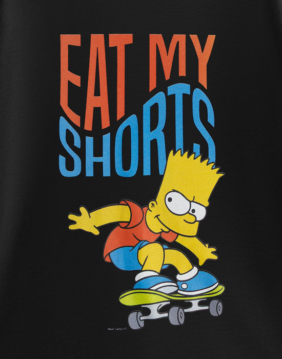 The Simpsons Eat My Shorts Boys Black Short Sleeved T-Shirt