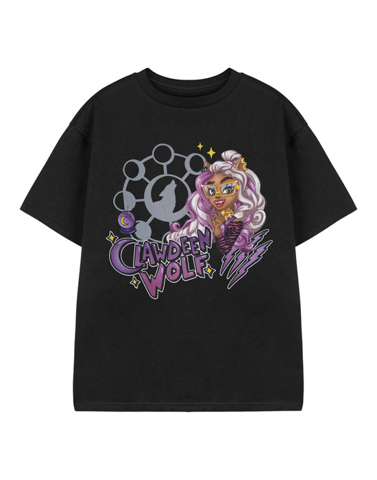 Monster High Clawdeen Wolf Girls Black Short Sleeved T-Shirt