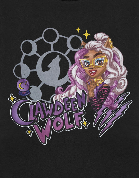 Monster High Clawdeen Wolf Girls Black Short Sleeved T-Shirt