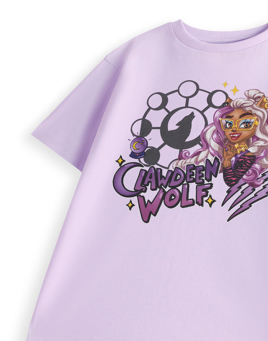 Monster High Clawdeen Wolf Girls Purple Short Sleeved T-Shirt