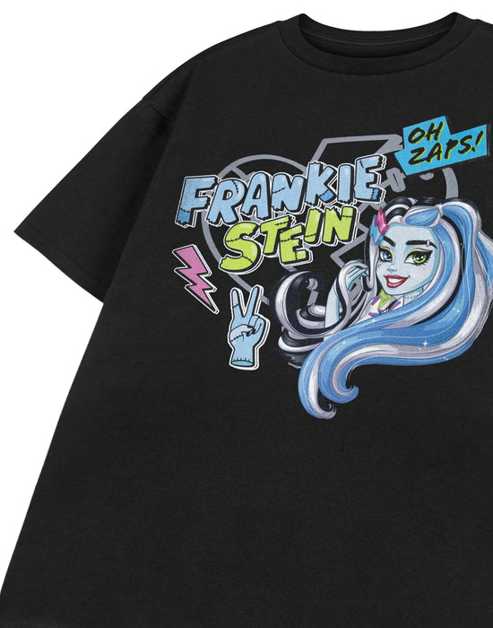 Monster High Frankiestein Girls Black Short Sleeved T-Shirt