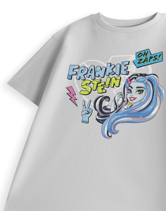 Monster High Frankie Stein Girls Grey Short Sleeved T-Shirt