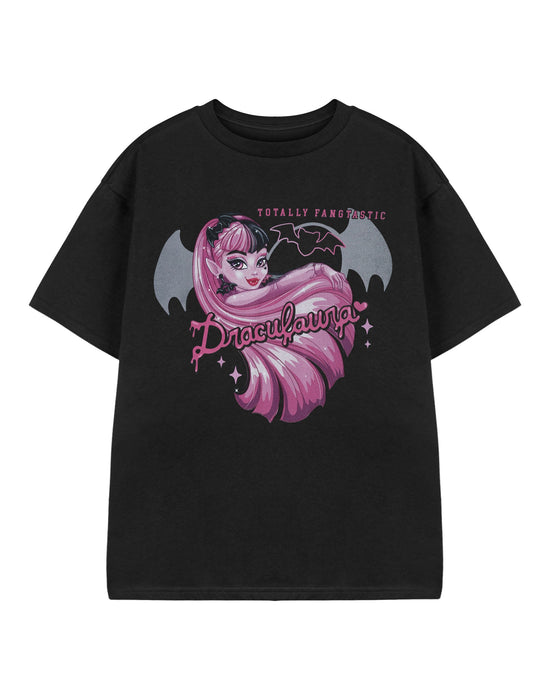 Monster High Draculaura Girls Black Short Sleeved T-Shirt