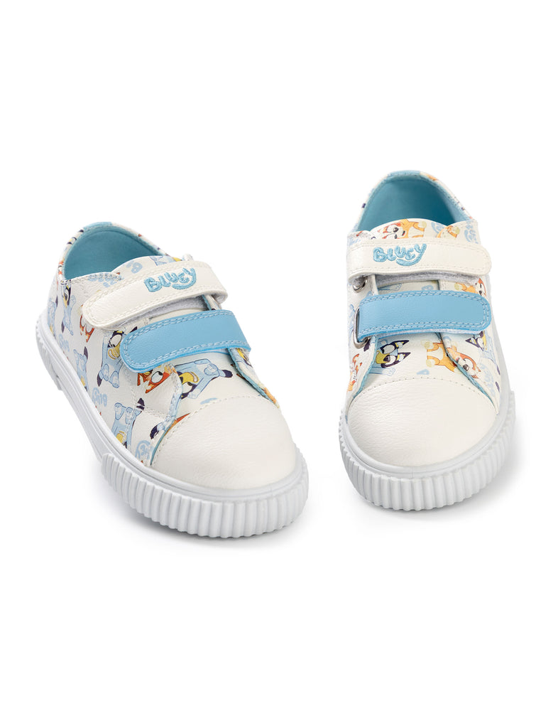 Bluey Multi Character Unisex Kids White Velcro Trainers